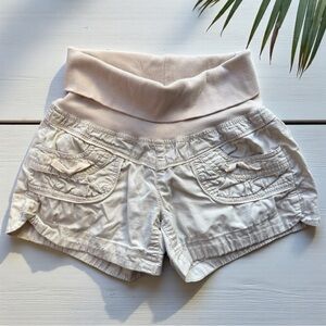 JOLT Ivory Cargo Shorts with Ribbed Foldover Waistband - Size 0